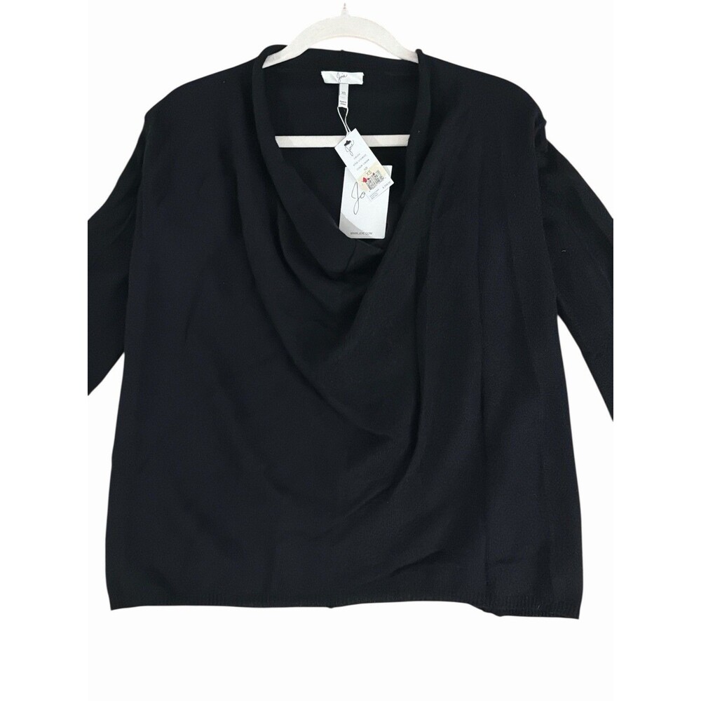 Joie CRUSH 100% Cashmere Draped Cowl Neck Sweater‎ XS Black Caviar Top Sweater
